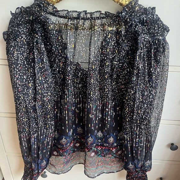 Forever That Girl Anthropologie Sheer Ruffled Blouse - Picture 4 of 10